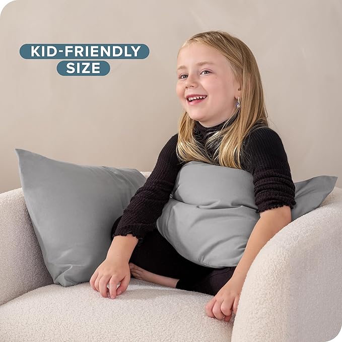 Bare Home Microfiber Pillow Cases - Toddler Size Set of 2 Cooling Pillowcases Double Brushed Light Grey Pack Easy Care (Toddler Pillowcase 2, Light Grey)