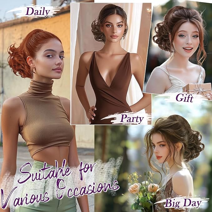 BARSDAR Drawstring Ponytail Extension - 10 Inch Short Wavy Medium Brown Ponytail Extensions for Women - Synthetic Comb Clip in Ponytail Hairpieces Fake Pony Tails Daily - Medium Brown Mixed