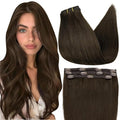 Full Shine Real Hair Extensions Clip in Human Hair 10 Inch Dark Brown Clip in Hair Extensions Remy Natural Hair Clip ins for Thin Hair Add Volume 60 Grams 3 PCS
