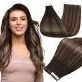 Full Shine Human Hair Tape in Extensions Color 2 Darker Brown Ombre 8 Ash Brown And 2 Invisible Tape ins Human Hair Extensions 14Inch Seamless Remy Skin Weft 50Gram Add Volume for Wedding 20Pcs