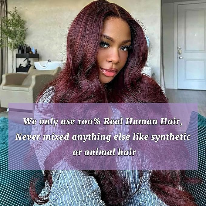 99J Human Hair Bundles Body Wave Burgundy Dark Red Wine Color Body Wave Bundles 100% Real Human Hair And True To Length 10 12 14 Inch 3 Pcs/Pack