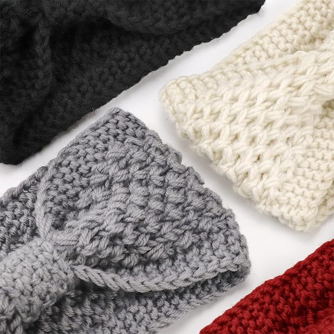 DRESHOW Knit Crochet Headband for Women Ear Warmer Soft Turban Stretch Warmer Headbands Winter Fashion Head Wrap