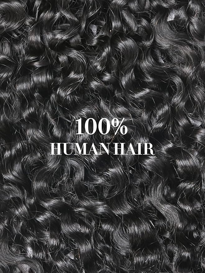 LUVME Burmese Curly Clip in Hair Extensions Real Human Hair Messy Curly Clip Ins Fullness with 2 Pack for Women Brazilian Remy Human Hair Natural Black 135g 20Inch