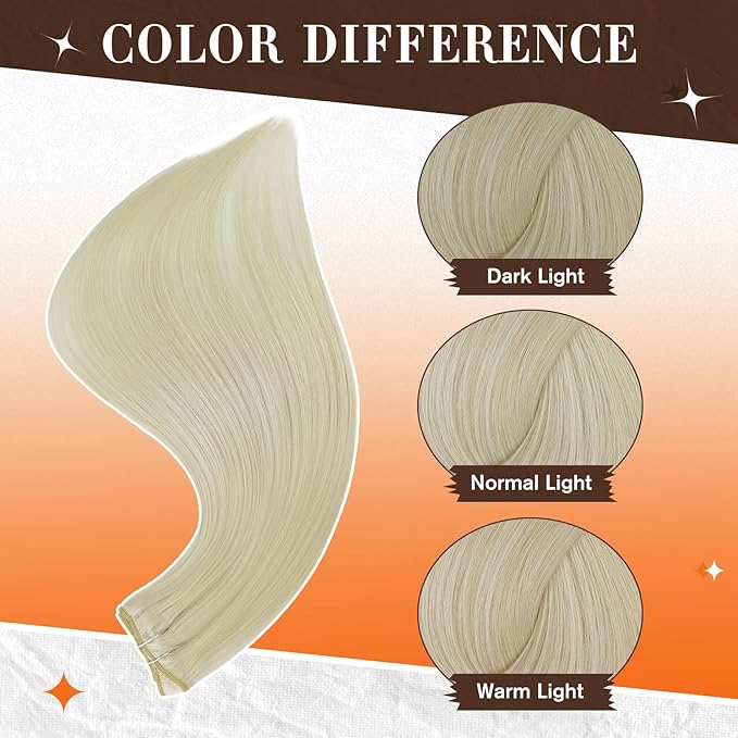 Full Shine Blonde Seamless Human Hair Clip in Extensions Short Human Hair Clip in Extensions Platinum Blonde Hair Functionality 10 Inch 60 Grams 3 PCS