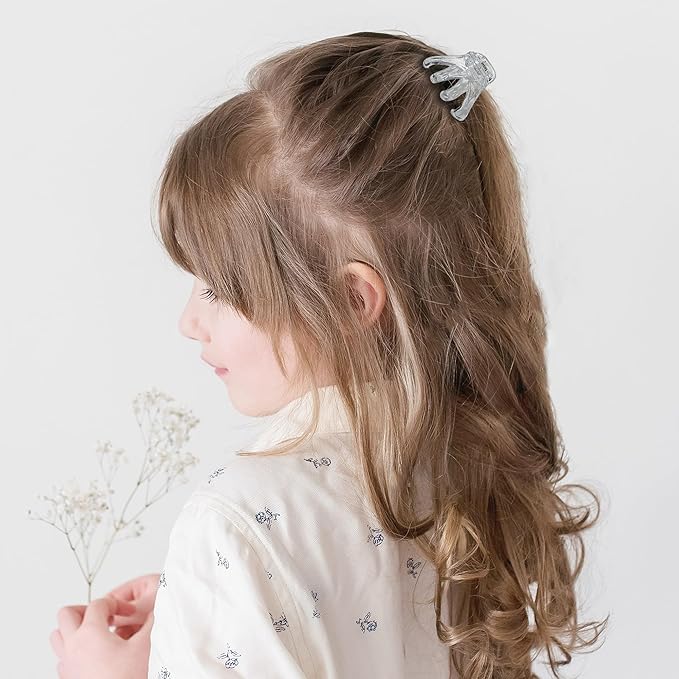 9 pcs 4cm Clear Octopus Claw Clips Medium Small Strong Grip Plastic Hair Clips for Women and Girls White Thin to Thick Hair, Holder Small Pony or Half Bun.