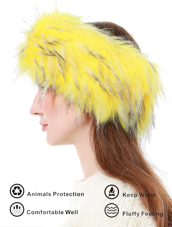Faux Fur Headband for Women Winter Earwarmer Earmuff with Elastic