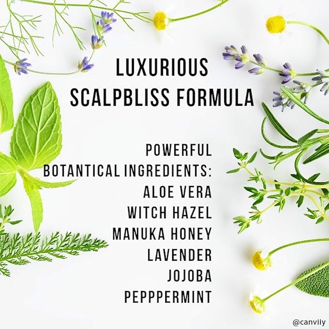 Canviiy ScalpBliss Itch-Calming Serum, Long-Lasting Soothing Scalp Moisturizer for Dry itchy Scalp, Enriched with Aloe Vera, Witch Hazel, Manuka Honey and Peppermint Oil (Organic Based)