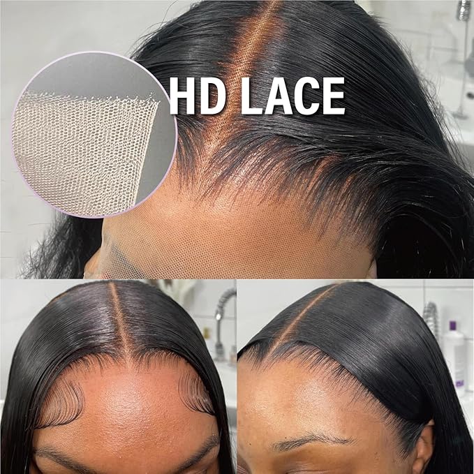 13x5 HD Lace Front Wigs Human Hair Pre Plucked Body Wave Wigs for Women 180% Density 13x5 Frontal Human Hair Bleached Knots with Baby Hair 34inch