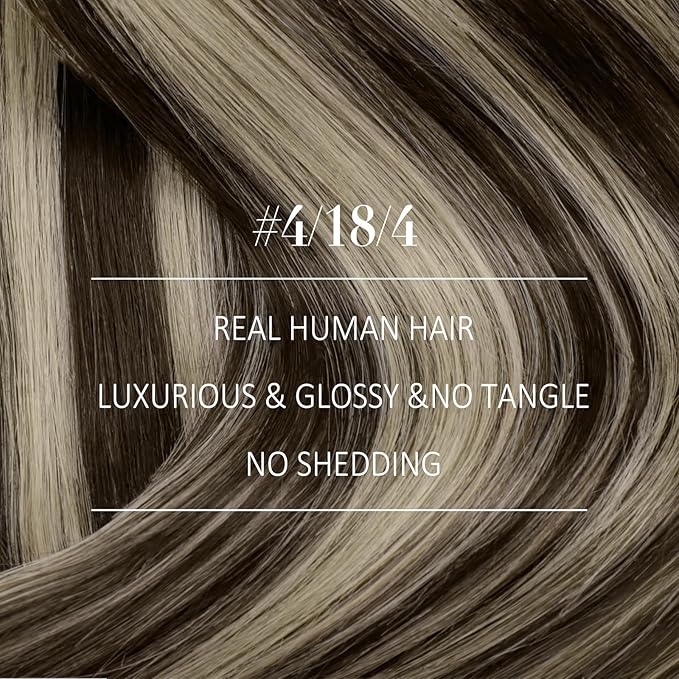 YoungSee Sew in Hair Extensions Balayage Hair Weft Extensions Chocolate Brown with Ash Blonde Balayage Human Hair Extensions Sew in Thick Remy Hair 14Inch 100G