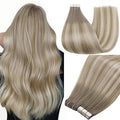 Full Shine Balayage Tape in Hair Extensions Color 19 Grey Fading to 8 Ash Brown And 60 Blonde Seamless Skin Weft Tape in Human Hair 50 Gram Straight Hair Extensions Real Human Hair 20 Pcs 16 Inch