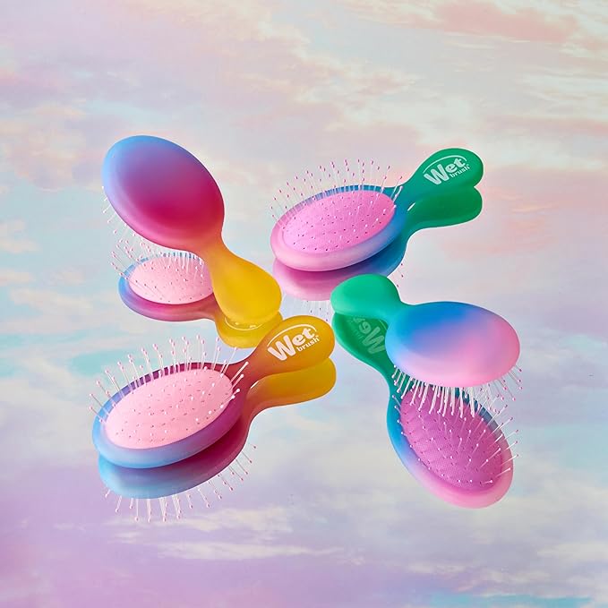 Wet Brush Mini Detangler Hair Brush for Gentle Knot Removal, Compact Travel Size, Soft Bristles for Pain-Free Detangling, Less Breakage, Works on All Hair Types, Limited Edition, Electric Sky Purple