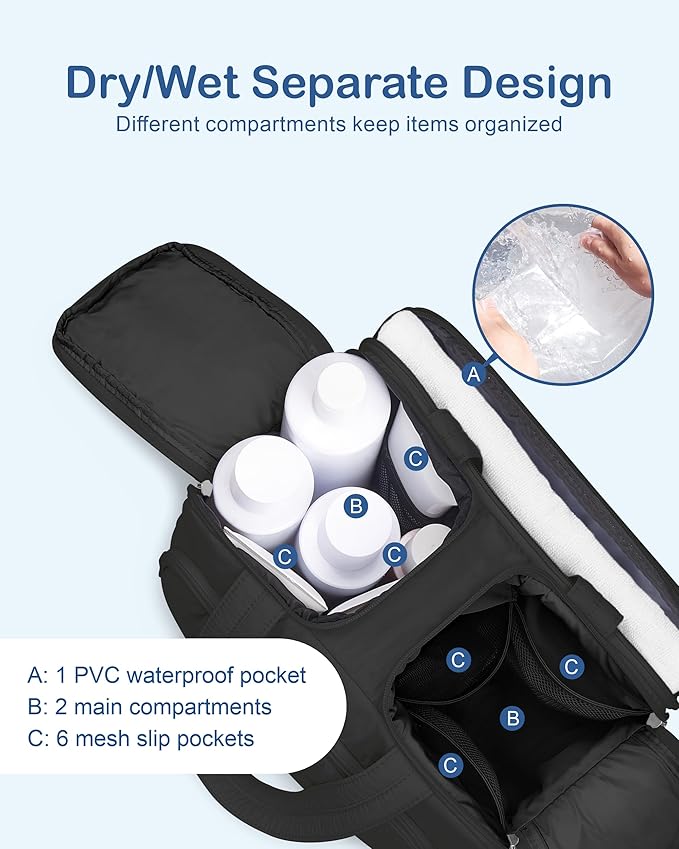 TOPDesign Travel Toiletry Bag for Women, Puffer Large Toiletry Bag, Lightweight Cosmetic Makeup Organizer with Handle for Traveling, Accessories, Essentials, Toiletries (Black)