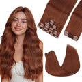 GOO GOO Clip in Hair Extensions Real Human Hair, Remy Human Hair Extensions Clip ins for Women, Natural Human Hair, 22inch 150g 9 Pcs, #33B Dark Auburn Copper
