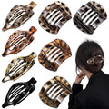 Obeoby 8 Pcs Flat Claw Clips for Women, 2 Types French Flat Hair Clips Hair Accessories Barrettes Large Medium (Tortoiseshell)