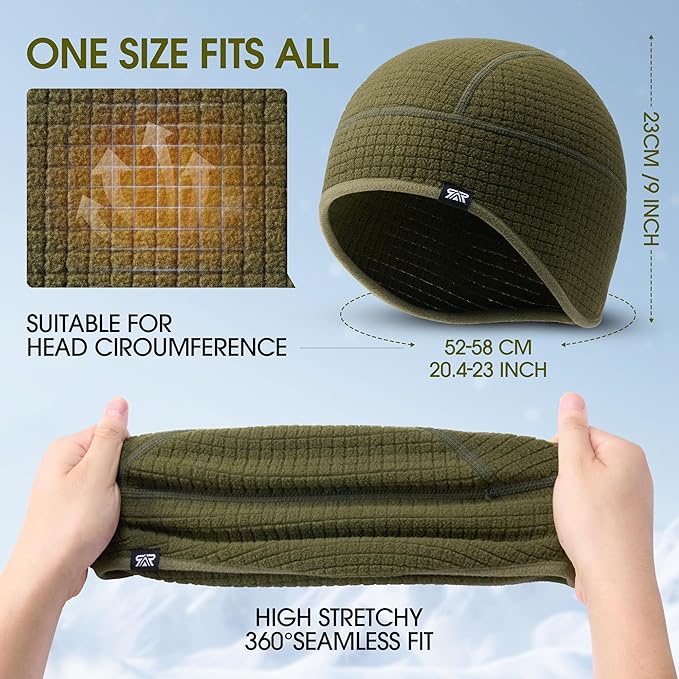 Skull Cap Helmet Liner, Winter Thermal Cycling Cap for Men & Women, Lightweight Cycling Hat for Biking Running Outdoor Work