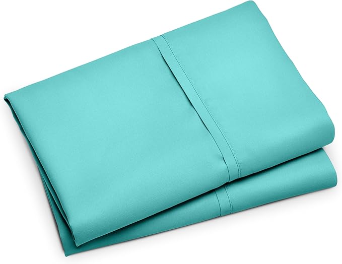 Bare Home Microfiber Pillow Cases - Standard/Queen Size Set of 2 - Cooling Pillowcases - Double Brushed - Turquoise Pillowcases 2 Pack - Easy Care (Standard Pillowcase Set of 2, Turquoise)