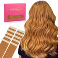 Wennalife Tape in Hair Extensions Human Hair Auburn Ginger Tape in Extensions, 10pcs 30g 20 inch Remy Invisible Tape Ins Straight Colored Soft Real Human Hair Tape in Extensions Refill Set Extensions