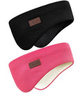 Winter Ear Warmer Headband for Men Women Double-Layer Knit Ear Muffs Cover with Fuzzy Lining for Running and Cycling (Black, Rose Pink, One Size)