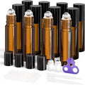 ULG 4/8/12-Pack Essential Oil Roller Bottles 10ml, Empty Bottles with Stainless Steel Roller Balls and Waterproof Labels, Roller Balls For Essential Oils