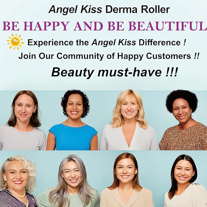 Derma Roller REAL NEEDLE Advanced 5 - Angel Kiss 0.30mm Titanium Microneedling Roller for Face, Body, Beard, Scalp, Skin Care - 0.18mm Ultrafine 192 Micro Needles Dermal Tool for Women Men