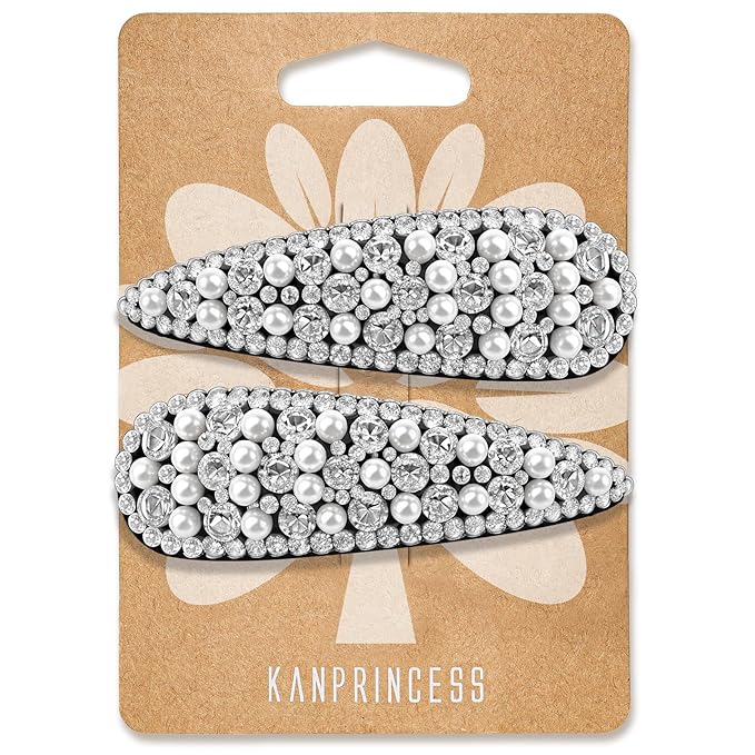 2PCS Rhinestone Hair Clips,Snap Hair Accessories,Decorative Hair Clips,Rhinestone Barrettes For Women Girls(SET12)