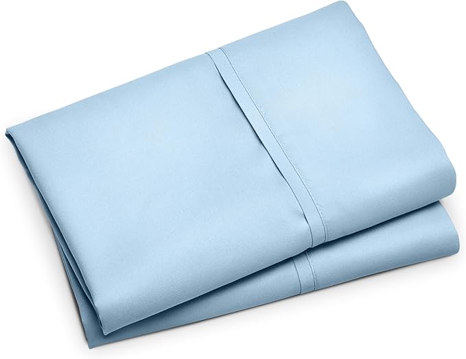 Bare Home Microfiber Pillow Cases - Standard/Queen Size Set of 2 - Cooling Pillowcases - Double Brushed - Light Blue Pillowcases 2 Pack - Easy Care (Standard Pillowcase Set of 2, Light Blue)