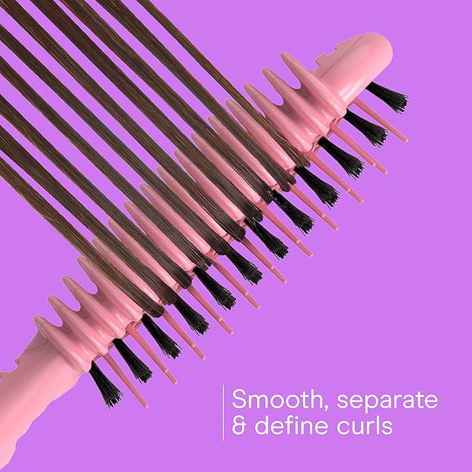 Conair Curl Define Pro Hair Brush for Curly Hair, For Shorter Hair with Tight Curls, Dual Vents with Continuous Grooves, Mixed Bristles for Frizz-Free Detangling, Smoothing, and Curl Definition