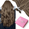 YoungSee U Tip Hair Extensions Human Hair Brown with Blonde Highlight Utip Hair Extensions Human Hair Brown Ktip Human Hair Extension Highlight Hair Extension U Tip for Women 14In 1G/S 50G