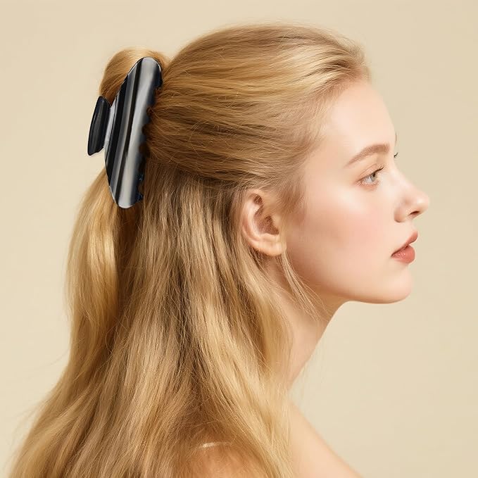 French Hair Claw Clips for Women Grils,4 Inch Strong Hold No Slip Grip Accessories Acetate Material,Not Easily Damaged,Thick or Thin Hair (Black & White)