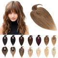 SEGO Hair Toppers for Women Real Human Hair With Bangs, 7 * 13CM Silk Base 100% Remy Human Hair Clip in Top Wiglet Hairpieces Add Volume -10 Inch Light Brown