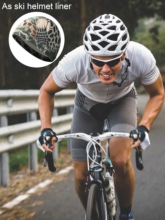 SATINIOR 6 Pcs Cooling Skull Cap Helmet Liner Sweat Wicking Cap Hard Hat Liner Bandana for Men Women Sports Cycling Running