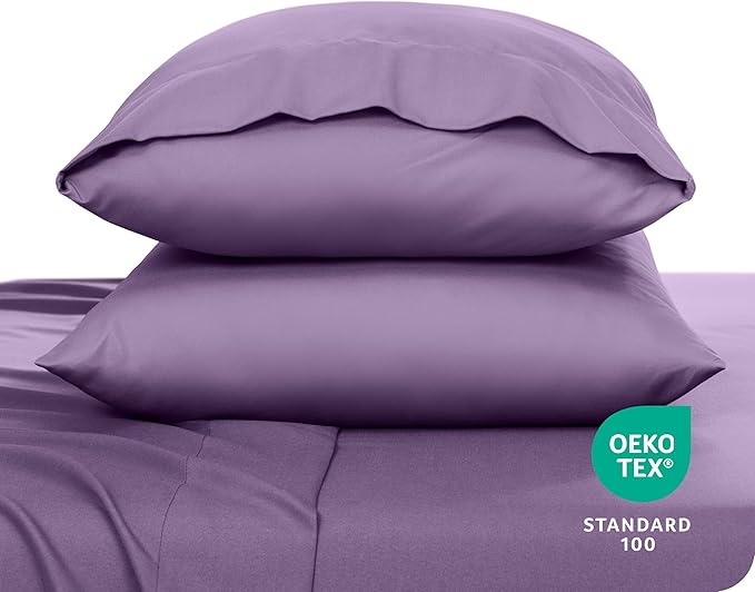 Bare Home Microfiber Pillow Cases - King 20x36 - Cooling Pillowcases - Double Brushed - Easy Care - Envelope Closure (King Pillowcase Set of 2, Lavender)
