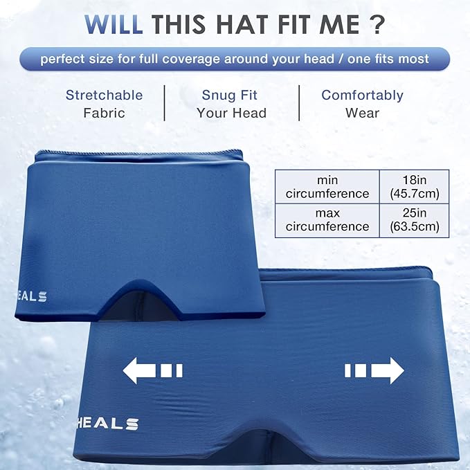 Cold Head Hat, Ice Head Cap Wrap, Ice Pack Cold & Hot -RoyalBlue