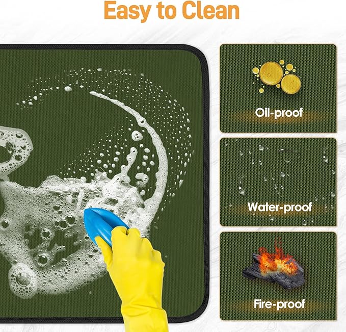 Heat Resistant Mat for Air Fryer, 16 x 20in Heat Resistant Mat for Countertop, Fireproof Silicone Countertop Protector Appliance Slider for Air Fryer, Coffee Maker, Toaster, Oven - Green