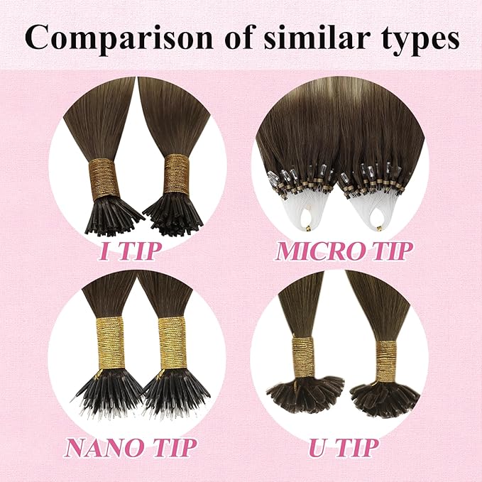 YoungSee Micro Bead Hair Extensions Real Human Hair Balayage Microlink Hair Extensions Dark Brown Ombre Blonde with Brown Bead Hair Extension Human Hair Silky Straight for School 18 Inch 1g/s 50g