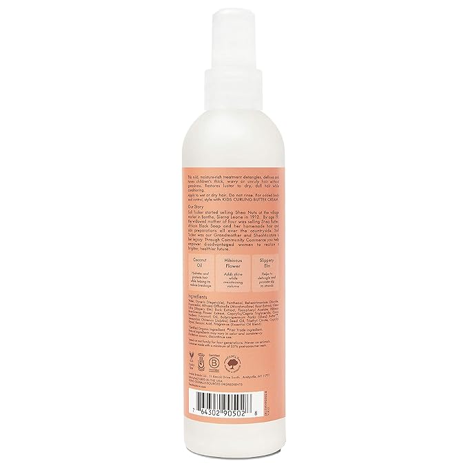 SheaMoisture Kids Extra Moisturizing Detangler Coconut & Hibiscus for Curly Hair Shea Butter Hair Care Product 8 oz