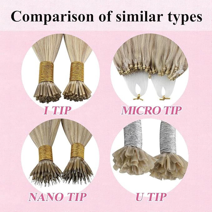 YoungSee Microlink Hair Extensions Human Hair Blonde Micro Beads Hair Extensions Ash Blonde Highlight Bead Hair Extension Real Human Hair 16 Inch Invisible Cold Fusion Hair Extension 50g 50s