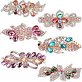 Geyoga 6 Pieces Vintage Hair Barrettes for Women Retro Flower French Pearl Crystal Rhinestones Clips Hair Pins for Women Styling Accessories(Vivid Style)