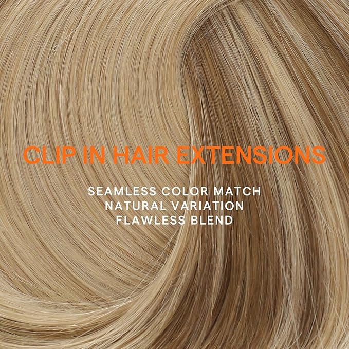 Full Shine Clip in Hair Extensions Human Hair Clip in Extensions Balayage Golden Brown to Golden Blonde Highlight Blonde Double Weft Invisible Straight Hair Extensions for Women 12 Inch 7 Pcs 95 G