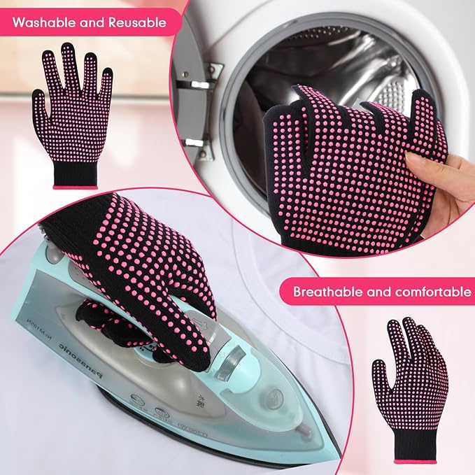 Riyiper 3 Pairs Heat Resistant Gloves for Sublimation, Gloves for Heat Press with Silicone Bumps Applies to Resistant Work, Hair Styling, Universal Fit Size