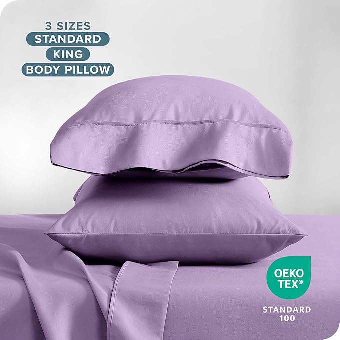Bare Home Microfiber Pillow Cases - Standard/Queen Size Set of 2 - Cooling Pillowcases - Double Brushed - Lavender Pillowcases 2 Pack - Easy Care (Standard Pillowcase Set of 2, Lavender)