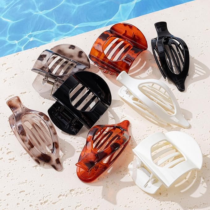 8 PCS Flat Hair Clips for Women French Matte Flat Claw Clips for Thick & Thin Hair No-Slip Hair Barrettes, Strong Hold Styling Accessories
