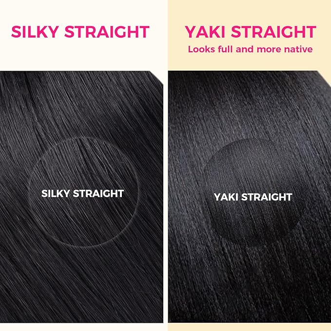 Lashey Seamless Hair Extensions Real Human Hair 110g 7pcs Light Yaki Straight Clip in Hair Extensions Natural Black 24 Inch Seamless Long Clip ins for Women