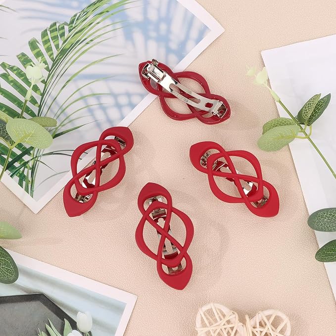 Hair Barrettes for Women 4packs Burgundy Hair Clips French Barrette Vintage HairClips f Stylish Accessories for Women Girls