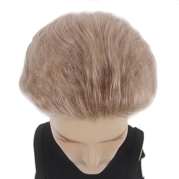 H&Bwig Men Short Toppers Hairpiece Clip in Hair Extensions for Covering White Loss Hair Toupee (Blonde6060#8-26-613)
