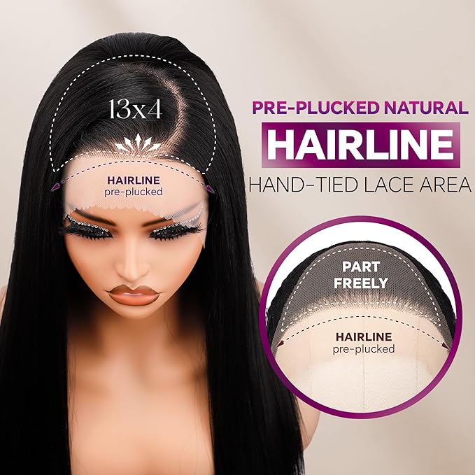 BLL Grey Lace Front Wig, 13x4 Silver Synthetic Wig Pre Plucked Small Knots Ready to Wear Long Straight Gray Glueless Wigs For Black Women Natural Density 26inch Suitable For Daily Party Wear
