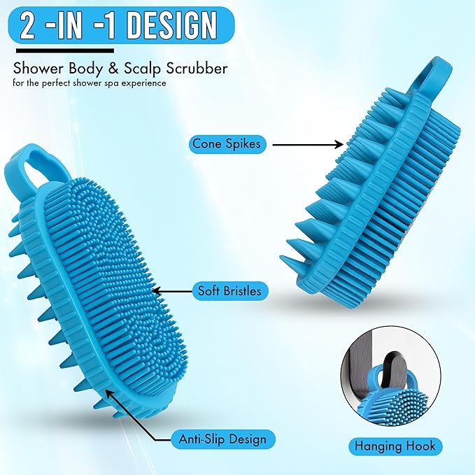 Multi-Function Silicone Scalp Scrubber and Shampoo Brush Soft Scalp Massager for Exfoliation, Dandruff Removal, Relaxation, Supports Circulation & Growth, Scalp Brush Comfy for Wet & Dry Use in Shower