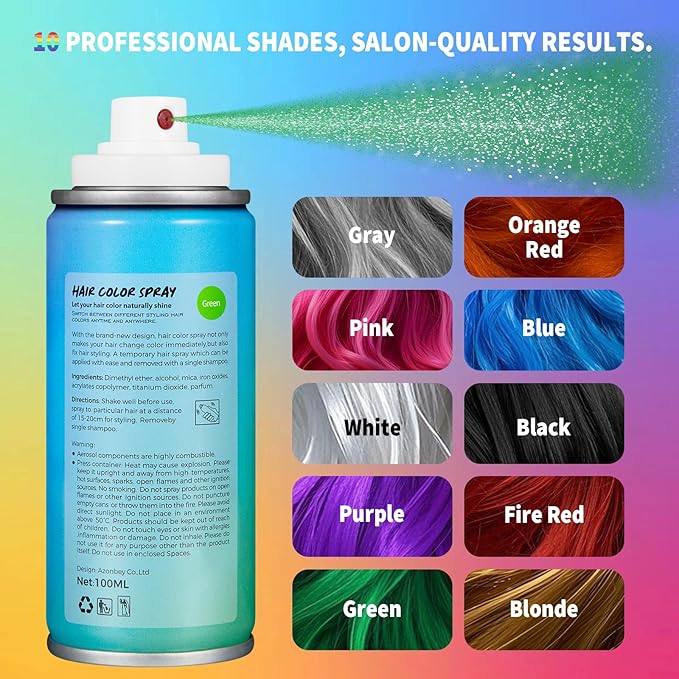 Halloween Hair Spray,Temporary Hair Color Spray for Women Kids Men,Washable Hairspray,Colored Hair Spray,Color Hairspray for Halloween,Party,Cosplay,Christmas Day (06#Green)