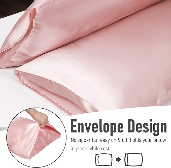 Tyfitb Satin Pillowcase for Hair and Skin, Coral Pillowcases Set of 2, Cooling Pillow Cases Standard Size(20×26 Inches), Soft Luxury Satin Pillowcase with Envelope Closure