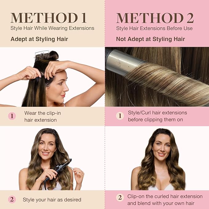 GOO GOO Clip in Hair Extensions Real Human Hair, Remy Human Hair Extensions Clip ins for Women, Natural Human Hair, 24inch 120g 7Pcs, 1B/6/1B Balayage Natural Black to Chestnut Brown